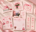 JOSIE APRIL Bow-Paket mit vier Postkarten, zwei gleichen Lesezeichen, To-do-Block und Sticker Sheet