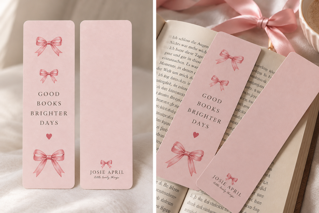 Rosa Good Books Brighter Days Lesezeichen als Lifestyle-Inszenierung